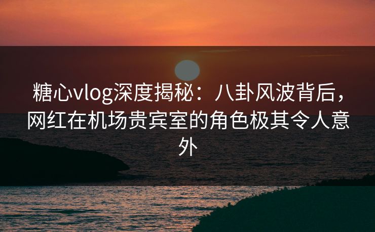 糖心vlog深度揭秘：八卦风波背后，网红在机场贵宾室的角色极其令人意外